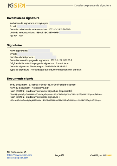 Fichier de preuve - signature électronique NGSign